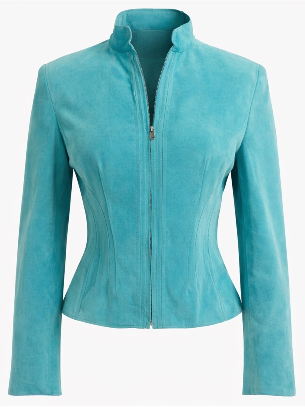 Jones New York Collection Suede Jacket in Turquoise Blue Aqua, Y2K